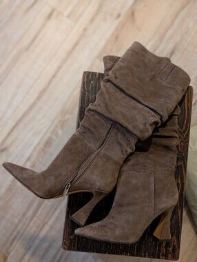 Vince Camuto Brown Suede Slouchy Knee-High Boots